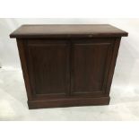 19th century mahogany two-door cabinet on plinth base, 99cm x 86cm