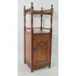 Late 19th century pot cupboard with three-quarter galleried bobbin turned top above turned and