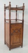 Late 19th century pot cupboard with three-quarter galleried bobbin turned top above turned and