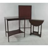 20th century mahogany two-tier table, an oak gateleg table and a screen (3)