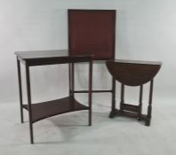 20th century mahogany two-tier table, an oak gateleg table and a screen (3)