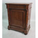 19th century mahogany breakfront cupboard, the top with moulded edge above single drawer, panelled