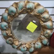 Alan Wallis design circular mirror in heavy moulded concrete frame
