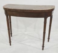 19th century mahogany and banded card table on turned supports and peg feet