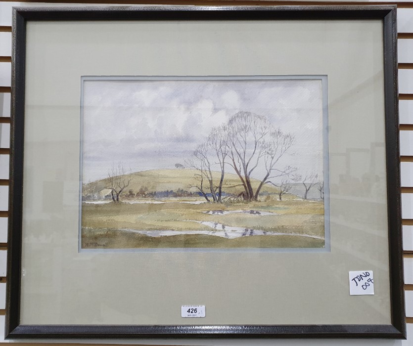 H McDowall (20th century) Watercolour  Winter Landscape , signed lower left, 25.5cm x 36.5cm  Arthur - Image 2 of 6