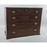 19th century mahogany chest of three short over three long drawers, to bracket feet, 115cm x 90cm