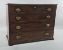 19th century mahogany chest of three short over three long drawers, to bracket feet, 115cm x 90cm