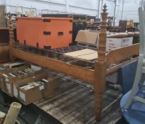 Possibly early 20th century 4ft bedframe with turned bed posts