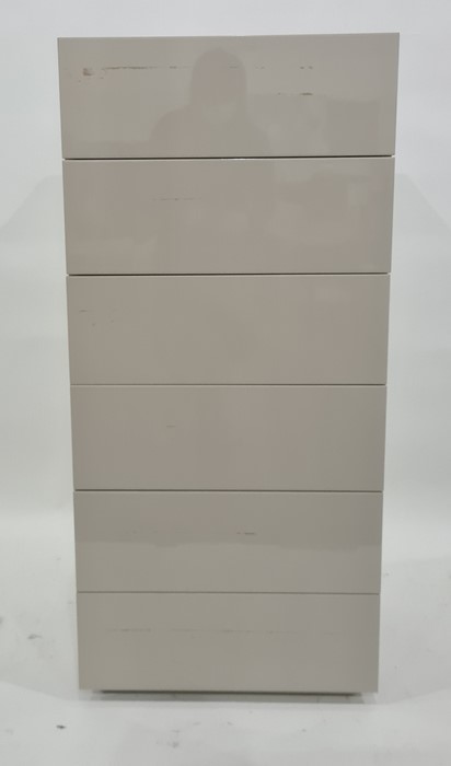 Modern grey-finished bedroom suite of drawers to include two chests of three drawers and one