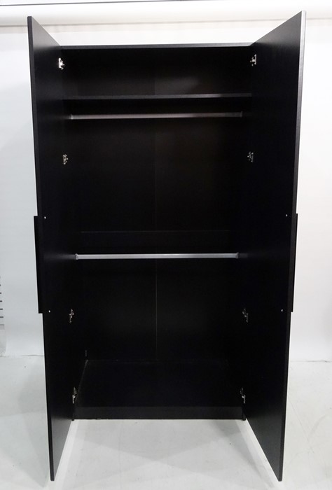 Modern two-door wardrobe in black polished mirror finish , 100cm x 208cm - Image 2 of 2