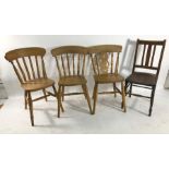 Four assorted chairs including three beech seated chairs (4)