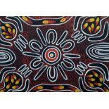 Aboriginal school Oil on canvas Scorpions and other motifs, on black and red dotted ground, signed