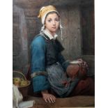 A Deschamps (French, 19th century school), after Auguste Hublin Watercolour   study of a girl with