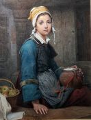 A Deschamps (French, 19th century school), after Auguste Hublin Watercolour   study of a girl with