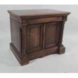 20th century oak cupboard, the rectangular top above ogee moulded cornice, single drawer, two