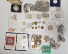 Quantity of British and other coinage, 19th century onwards and a small quantity of jewellery