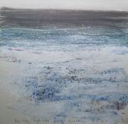 Kurt Jackson ( born 1961-) Gouache drawing "Big Sea, High Tide, Pipit Tweeting", Coastal Scene,