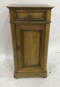 20th century pot cupboard, the square top with canted corners, single drawer, cupboard door, on