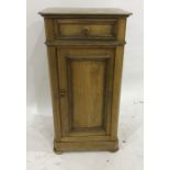 20th century pot cupboard, the square top with canted corners, single drawer, cupboard door, on