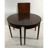 19th century D-end dining table with rectangular extension leaf, the plain top with fleur de lys
