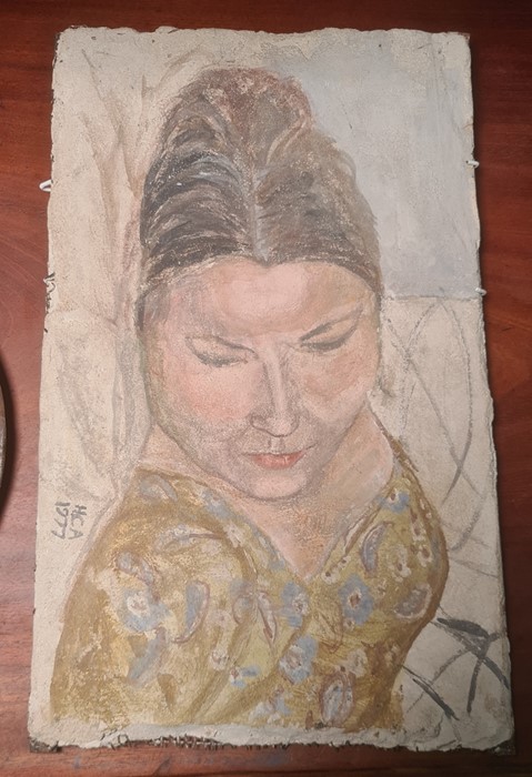 20th century school  Oil on plaster  Female studies, initialled HCA and dated 1977, painted on - Image 3 of 3