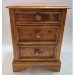Modern stained oak bedside chest of drawers