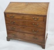 19th century mahogany bureau of four drawers, on bracket feet, 101cm wide