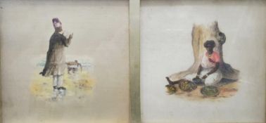 19th century Asian school  Set of four watercolours (framed as two) Portrait studies of Indian