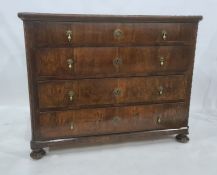 19th century continental walnut commode, the rectangular top with canted corners above four long