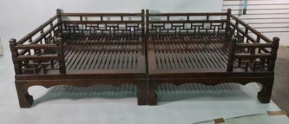 Modern stained wood day bed / opium-type bed Condition ReportThe day bed comes in two pieces, each