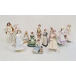 Four Royal Worcester figures, Winter, Spring, Summer and Autumn, Royal Doulton figure "Kate