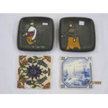Pair of 20th century Turkish pottery plates by Gorbon Isil, each of square form depicting hooded