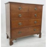 Early 20th century mahogany and banded chest of two short over three long drawers, on bracket