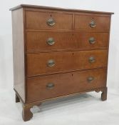 Early 20th century mahogany and banded chest of two short over three long drawers, on bracket