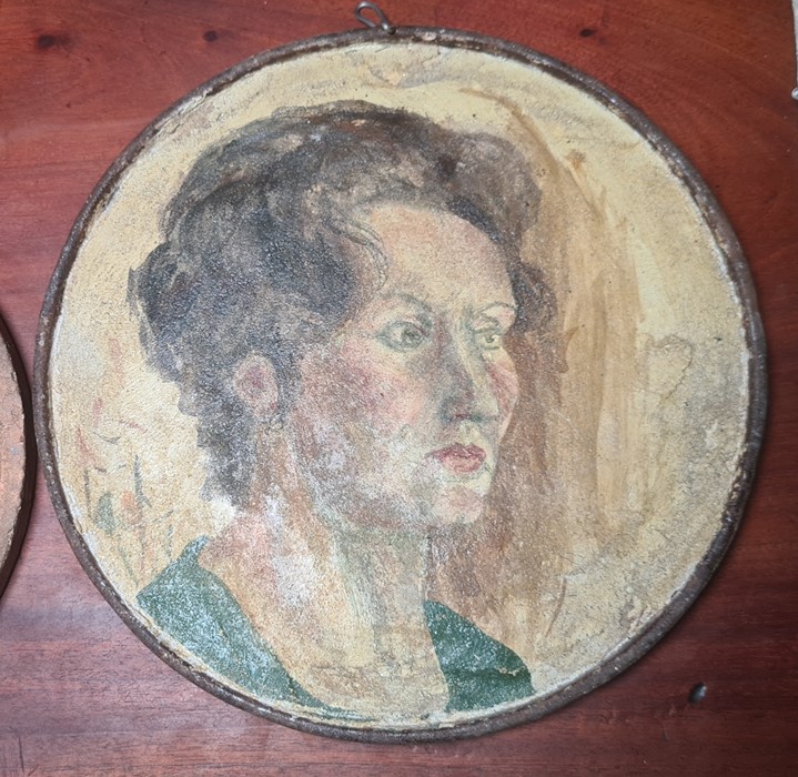 20th century school  Oil on plaster  Female studies, initialled HCA and dated 1977, painted on - Image 2 of 3
