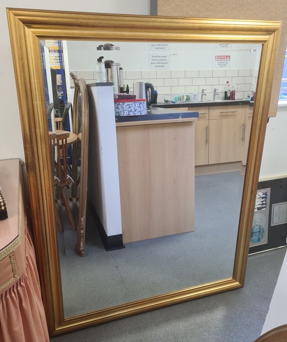 Modern rectangular gilt-framed mirror, 105.5 x 136cm