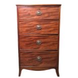 Walnut chest of four drawers, on shaped supports, 60cm x 103cm