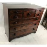 Scottish mahogany chest of drawers, the rectangular top with plain edge above central bonnet drawer,