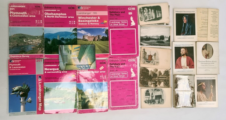 Large quantity of maps and large quantity of postcards, mainly topographical