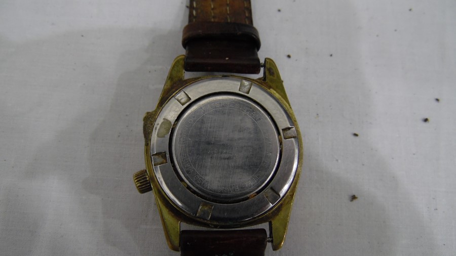 Swiss Emperor 17-Jewels Incabloc alarm watch with baton numerals to the gold coloured dial, - Image 7 of 14