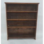 20th century open bookcase of four shelves, 106cm x 128cm