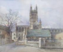 Donald H Edwards (late 20th century school)  Watercolours  View of Gloucester Cathedral, signed