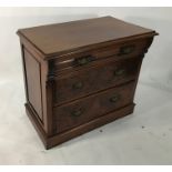 19th century mahogany chest of three drawers, on plinth base, 95cm x 84cm