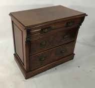 19th century mahogany chest of three drawers, on plinth base, 95cm x 84cm