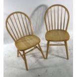 Pair of modern beech stickback chairs (2)