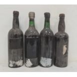 One bottle of Robert's Port, Chester (label missing) and three other bottles, various (4)  (