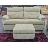 Modern G-Plan sofa and pouffe in a pale cream patterned upholstery (2)