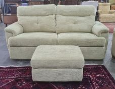 Modern G-Plan sofa and pouffe in a pale cream patterned upholstery (2)