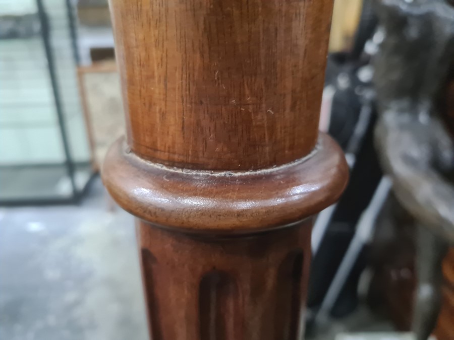Mahogany aspidistra stand, the circular top with fluted, turned and block column, to square base, on - Image 5 of 5
