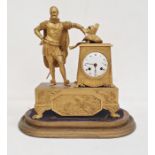 French mantel clock in the form of explorer, Roman numerals to the dial, the base in the Egypto-